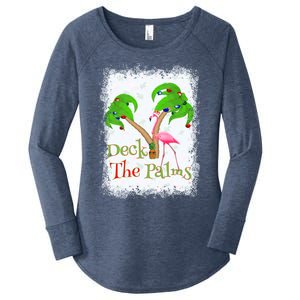 Deck The Palms Beach Christmas Flamingo Gift Women's Perfect Tri Tunic Long Sleeve Shirt