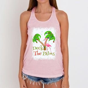 Deck The Palms Beach Christmas Flamingo Gift Women's Knotted Racerback Tank