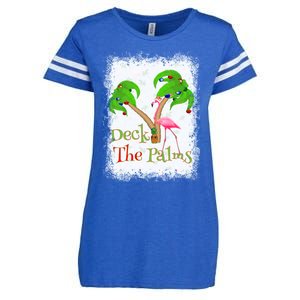 Deck The Palms Beach Christmas Flamingo Gift Enza Ladies Jersey Football T-Shirt