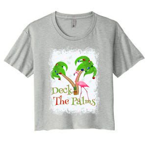 Deck The Palms Beach Christmas Flamingo Gift Women's Crop Top Tee