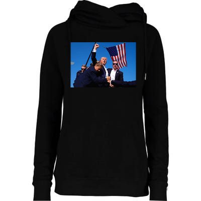 Donald Trump Photo After The Shooting At His Rally Womens Funnel Neck Pullover Hood