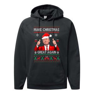 Donald Trump President Make Christmas Great Again Xmas Ugly Sweatshirt Performance Fleece Hoodie