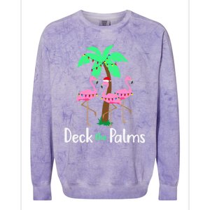 Deck The Palm Trees Flamingo Christmas Holiday Funny Gift Colorblast Crewneck Sweatshirt