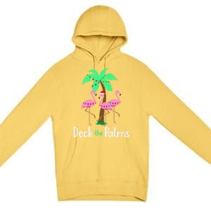 Deck The Palm Trees Flamingo Christmas Holiday Funny Gift Premium Pullover Hoodie