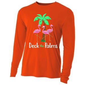 Deck The Palm Trees Flamingo Christmas Holiday Funny Gift Cooling Performance Long Sleeve Crew