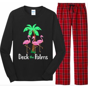 Deck The Palm Trees Flamingo Christmas Holiday Funny Gift Long Sleeve Pajama Set