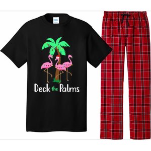 Deck The Palm Trees Flamingo Christmas Holiday Funny Gift Pajama Set