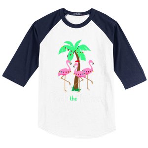 Deck The Palm Trees Flamingo Christmas Holiday Funny Gift Baseball Sleeve Shirt