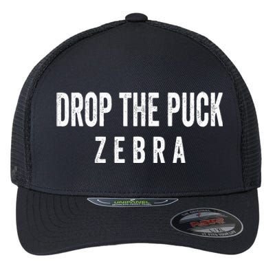 Drop The Puck Zebra Flexfit Unipanel Trucker Cap