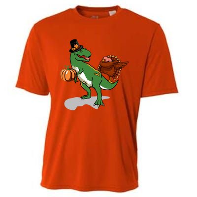 Dabbing Turkey Pilgrim Pumpkin Funny Thanksgiving Gift Cooling Performance Crew T-Shirt