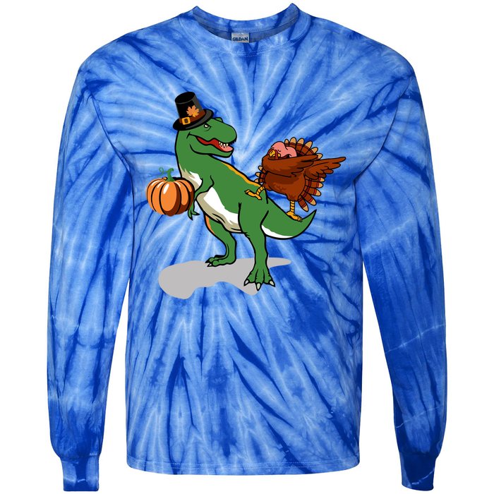 Dabbing Turkey Pilgrim Pumpkin Funny Thanksgiving Gift Tie-Dye Long Sleeve Shirt