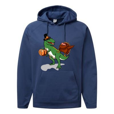 Dabbing Turkey Pilgrim Pumpkin Funny Thanksgiving Gift Performance Fleece Hoodie