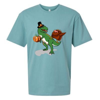 Dabbing Turkey Pilgrim Pumpkin Funny Thanksgiving Gift Sueded Cloud Jersey T-Shirt