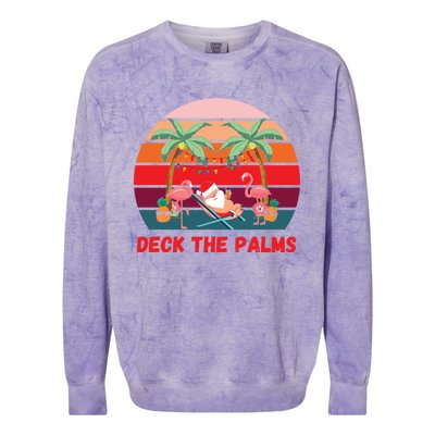 Deck The Palms Christmas In July Santa Ing A Cocktail Gift Colorblast Crewneck Sweatshirt