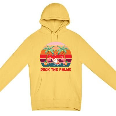 Deck The Palms Christmas In July Santa Ing A Cocktail Gift Premium Pullover Hoodie