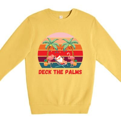 Deck The Palms Christmas In July Santa Ing A Cocktail Gift Premium Crewneck Sweatshirt