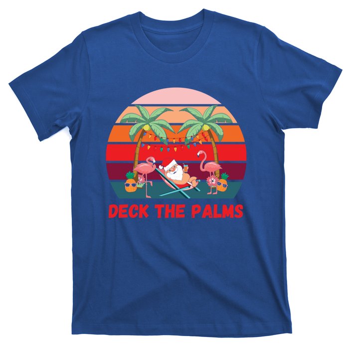 Deck The Palms Christmas In July Santa Ing A Cocktail Gift T-Shirt