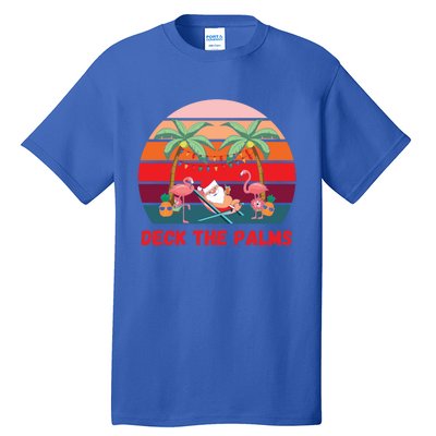 Deck The Palms Christmas In July Santa Ing A Cocktail Gift Tall T-Shirt