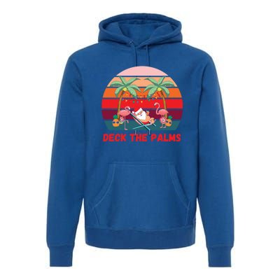 Deck The Palms Christmas In July Santa Ing A Cocktail Gift Premium Hoodie