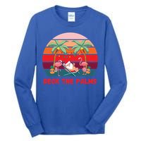 Deck The Palms Christmas In July Santa Ing A Cocktail Gift Tall Long Sleeve T-Shirt