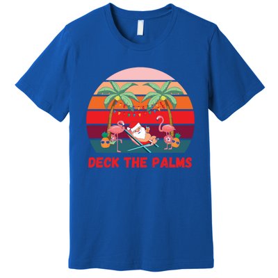 Deck The Palms Christmas In July Santa Ing A Cocktail Gift Premium T-Shirt