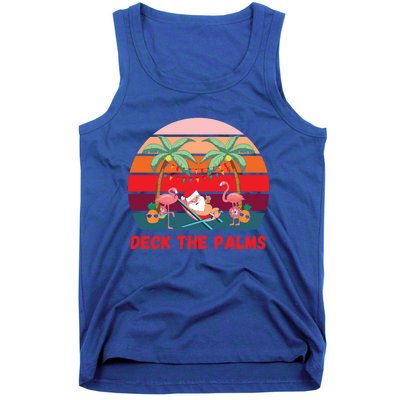 Deck The Palms Christmas In July Santa Ing A Cocktail Gift Tank Top