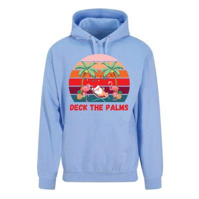 Deck The Palms Christmas In July Santa Ing A Cocktail Gift Unisex Surf Hoodie