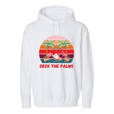 Deck The Palms Christmas In July Santa Ing A Cocktail Gift Garment-Dyed Fleece Hoodie