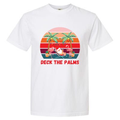 Deck The Palms Christmas In July Santa Ing A Cocktail Gift Garment-Dyed Heavyweight T-Shirt