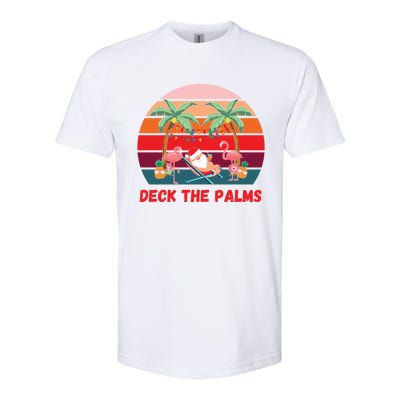 Deck The Palms Christmas In July Santa Ing A Cocktail Gift Softstyle® CVC T-Shirt