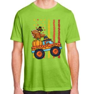 Dabbing Turkey Pumpkin Truck Autumn Usa Flag Thanksgiving Gift Adult ChromaSoft Performance T-Shirt