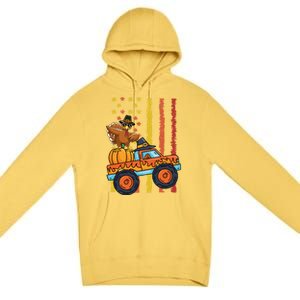 Dabbing Turkey Pumpkin Truck Autumn Usa Flag Thanksgiving Gift Premium Pullover Hoodie