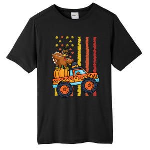 Dabbing Turkey Pumpkin Truck Autumn Usa Flag Thanksgiving Gift Tall Fusion ChromaSoft Performance T-Shirt