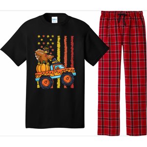 Dabbing Turkey Pumpkin Truck Autumn Usa Flag Thanksgiving Gift Pajama Set