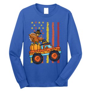 Dabbing Turkey Pumpkin Truck Autumn Usa Flag Thanksgiving Gift Long Sleeve Shirt