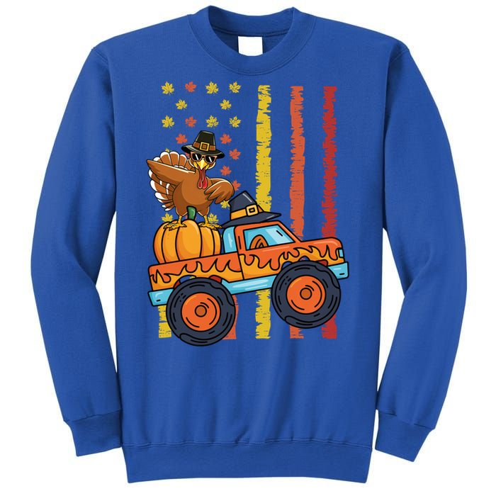 Dabbing Turkey Pumpkin Truck Autumn Usa Flag Thanksgiving Gift Sweatshirt