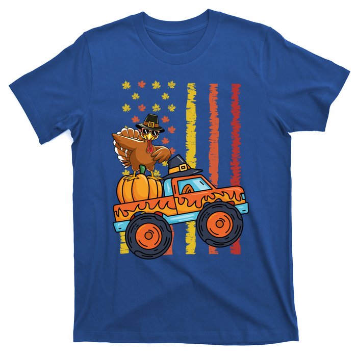 Dabbing Turkey Pumpkin Truck Autumn Usa Flag Thanksgiving Gift T-Shirt