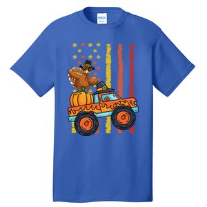 Dabbing Turkey Pumpkin Truck Autumn Usa Flag Thanksgiving Gift Tall T-Shirt