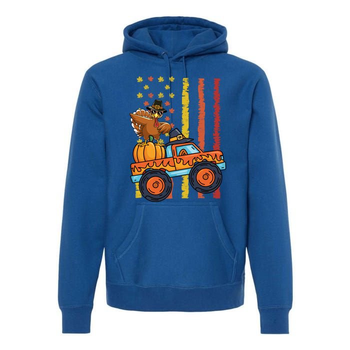 Dabbing Turkey Pumpkin Truck Autumn Usa Flag Thanksgiving Gift Premium Hoodie