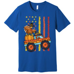 Dabbing Turkey Pumpkin Truck Autumn Usa Flag Thanksgiving Gift Premium T-Shirt