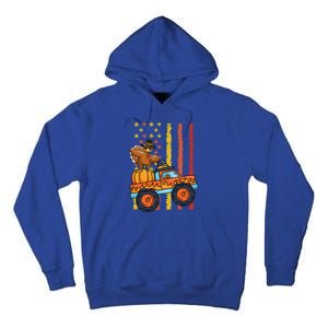 Dabbing Turkey Pumpkin Truck Autumn Usa Flag Thanksgiving Gift Tall Hoodie