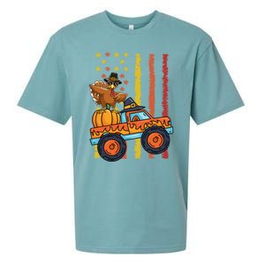 Dabbing Turkey Pumpkin Truck Autumn Usa Flag Thanksgiving Gift Sueded Cloud Jersey T-Shirt