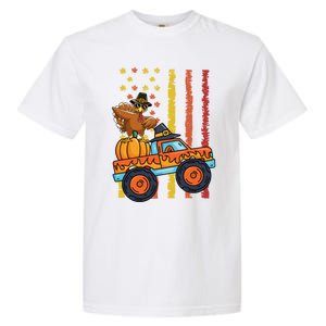 Dabbing Turkey Pumpkin Truck Autumn Usa Flag Thanksgiving Gift Garment-Dyed Heavyweight T-Shirt