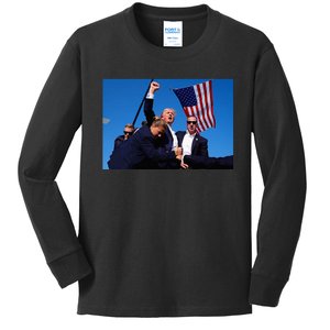 Donald Trump Photo After The Shooting At His Rally Kids Long Sleeve Shirt