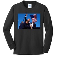 Donald Trump Photo After The Shooting At His Rally Kids Long Sleeve Shirt