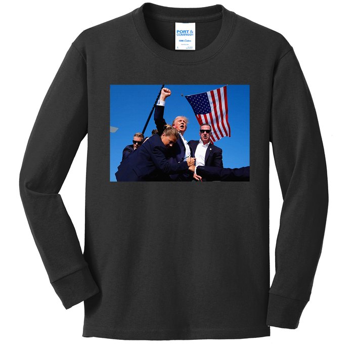 Donald Trump Photo After The Shooting At His Rally Kids Long Sleeve Shirt