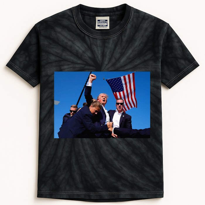 Donald Trump Photo After The Shooting At His Rally Kids Tie-Dye T-Shirt