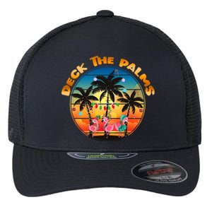 Deck The Palms Beach Tropical Christmas Group Matching Funny Gift Flexfit Unipanel Trucker Cap