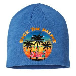 Deck The Palms Beach Tropical Christmas Group Matching Funny Gift Sustainable Beanie