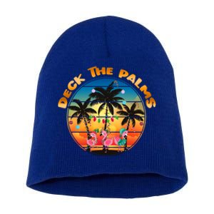 Deck The Palms Beach Tropical Christmas Group Matching Funny Gift Short Acrylic Beanie